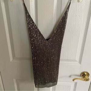 Sequin brown tank top